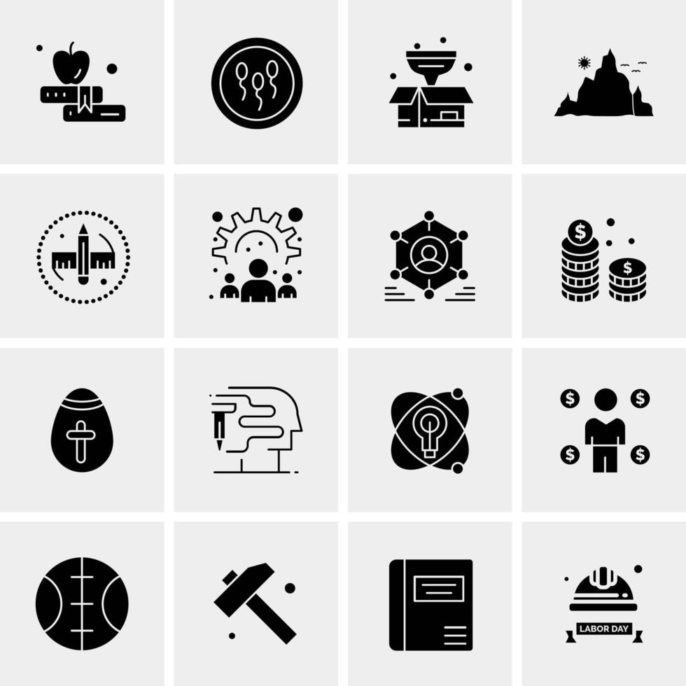 16 iconos de negocios universales vector ilustración de icono creativo para usar en proyectos relacionados con la web y dispositivos móviles