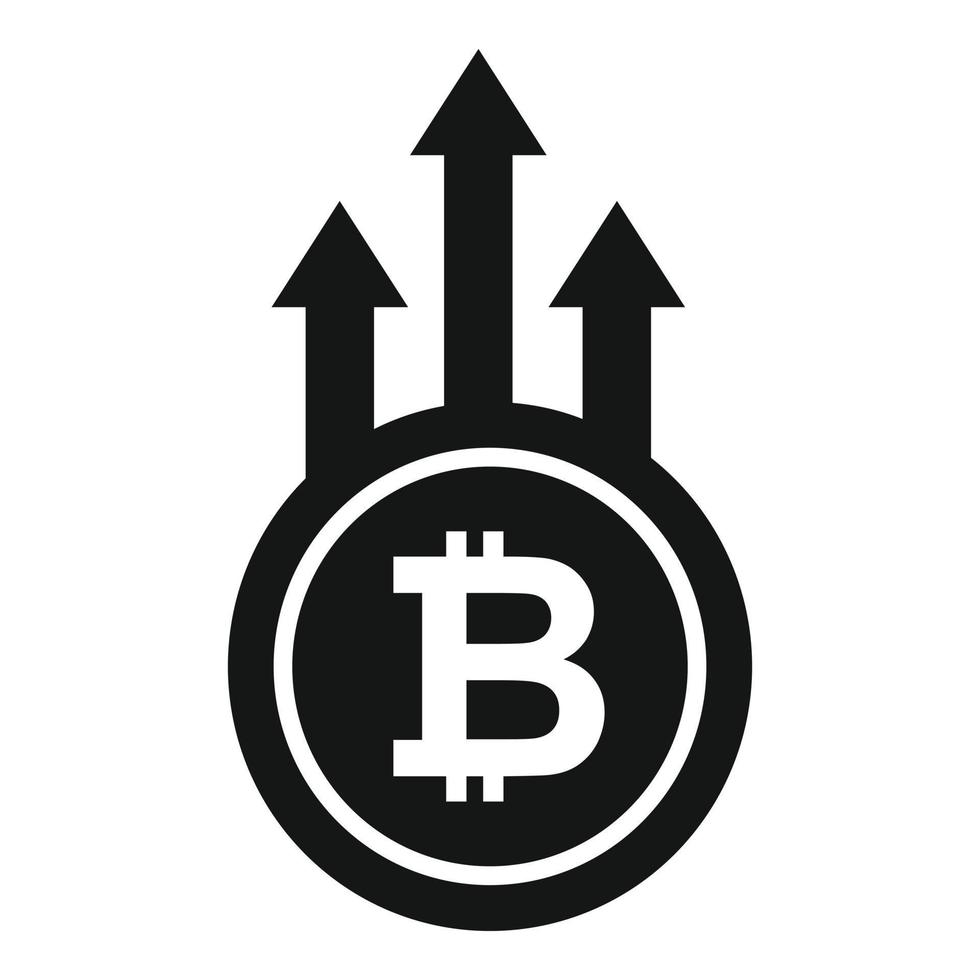 Bitcoin trade grow icon, simple style vector