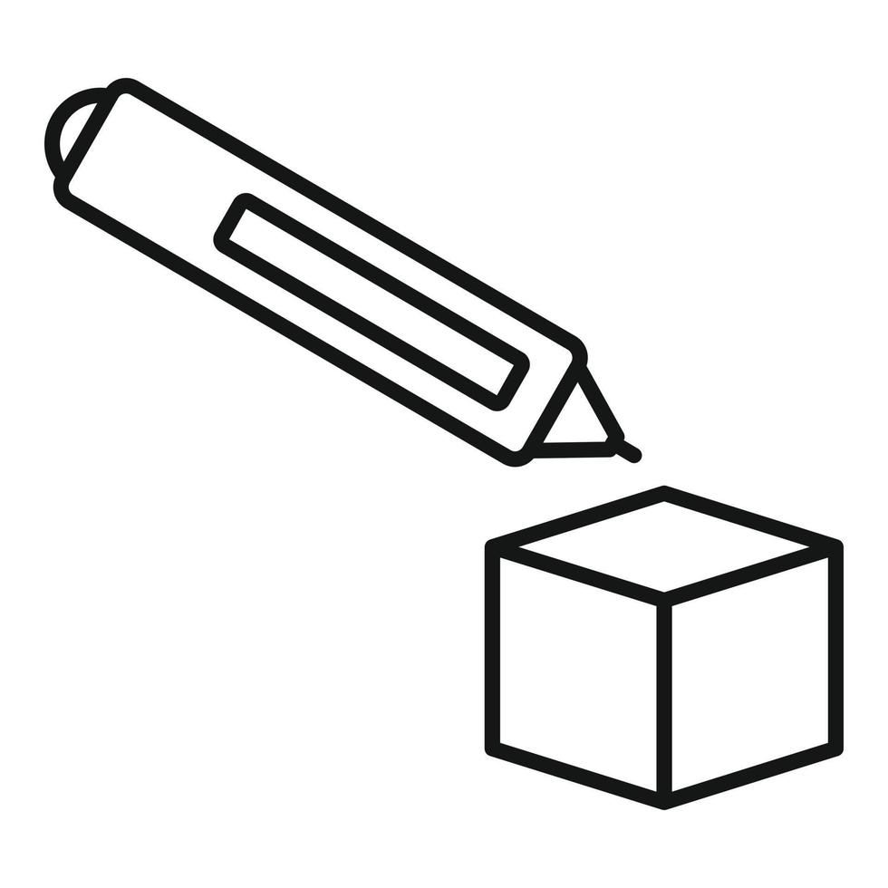 Computer 3d pen icon, outline style vector