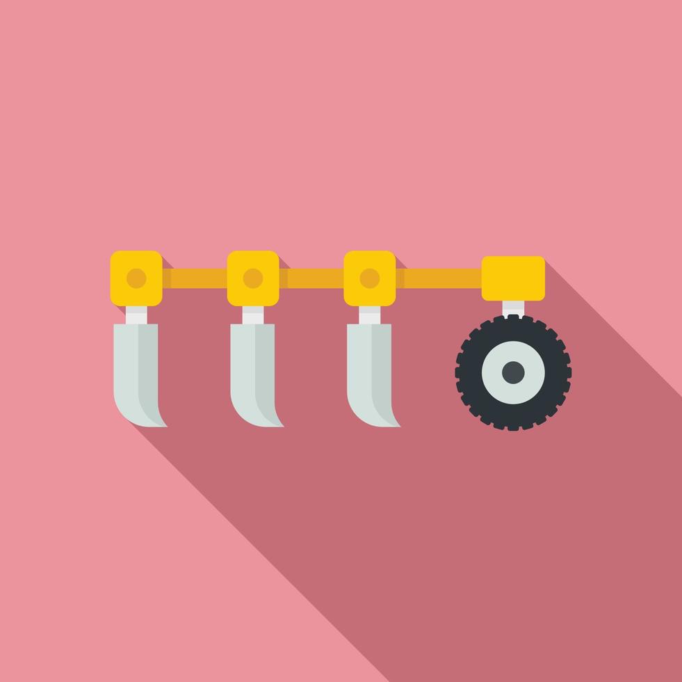 Tractor plow icon, flat style vector