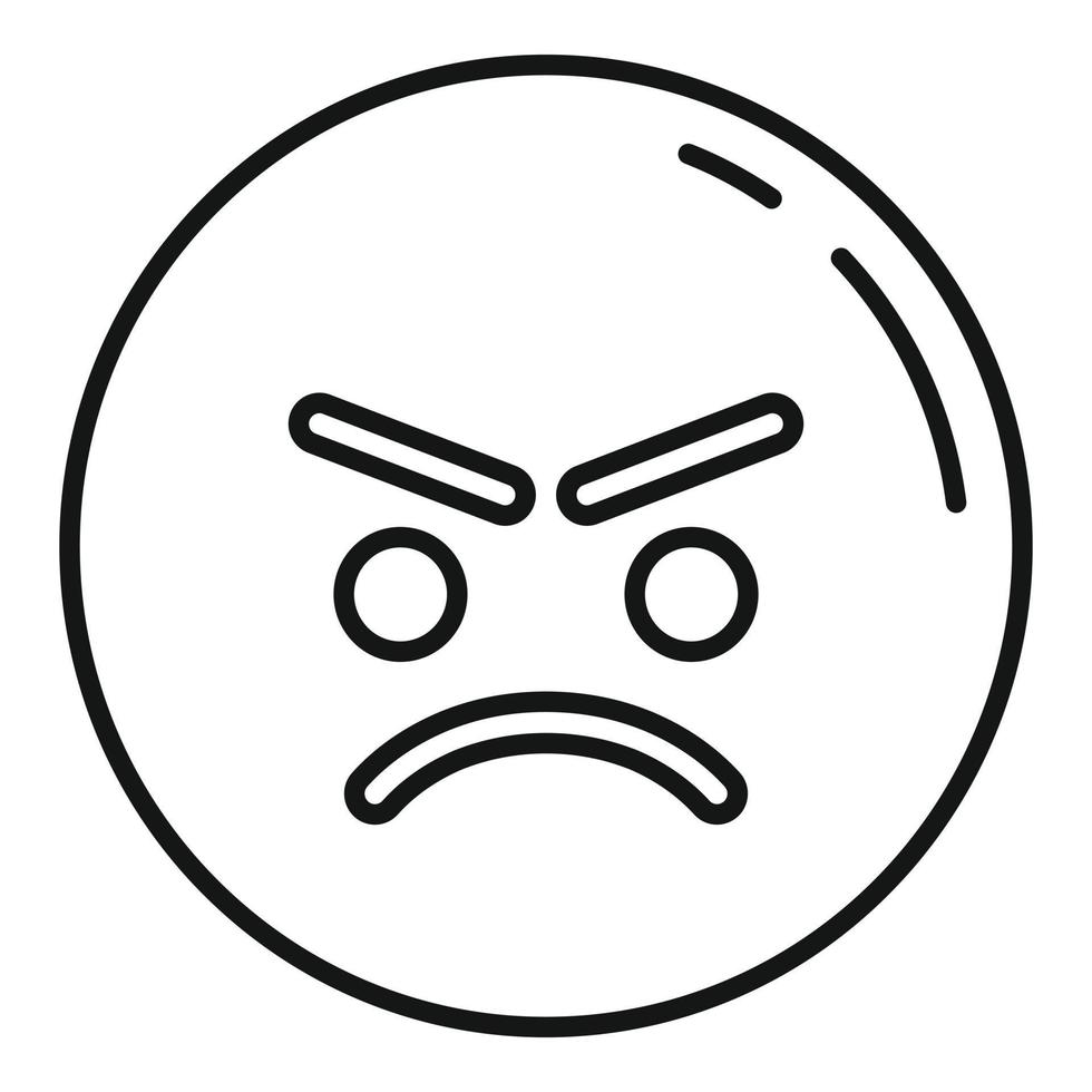 Rage emoji icon, outline style vector