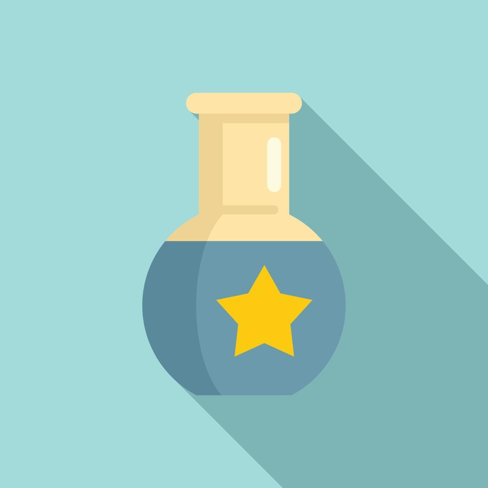 Chemical star flask icon, flat style vector