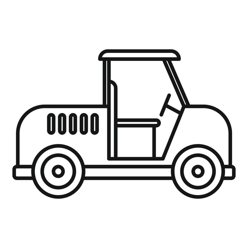 icono de máquina de carrito de golf, estilo de esquema vector