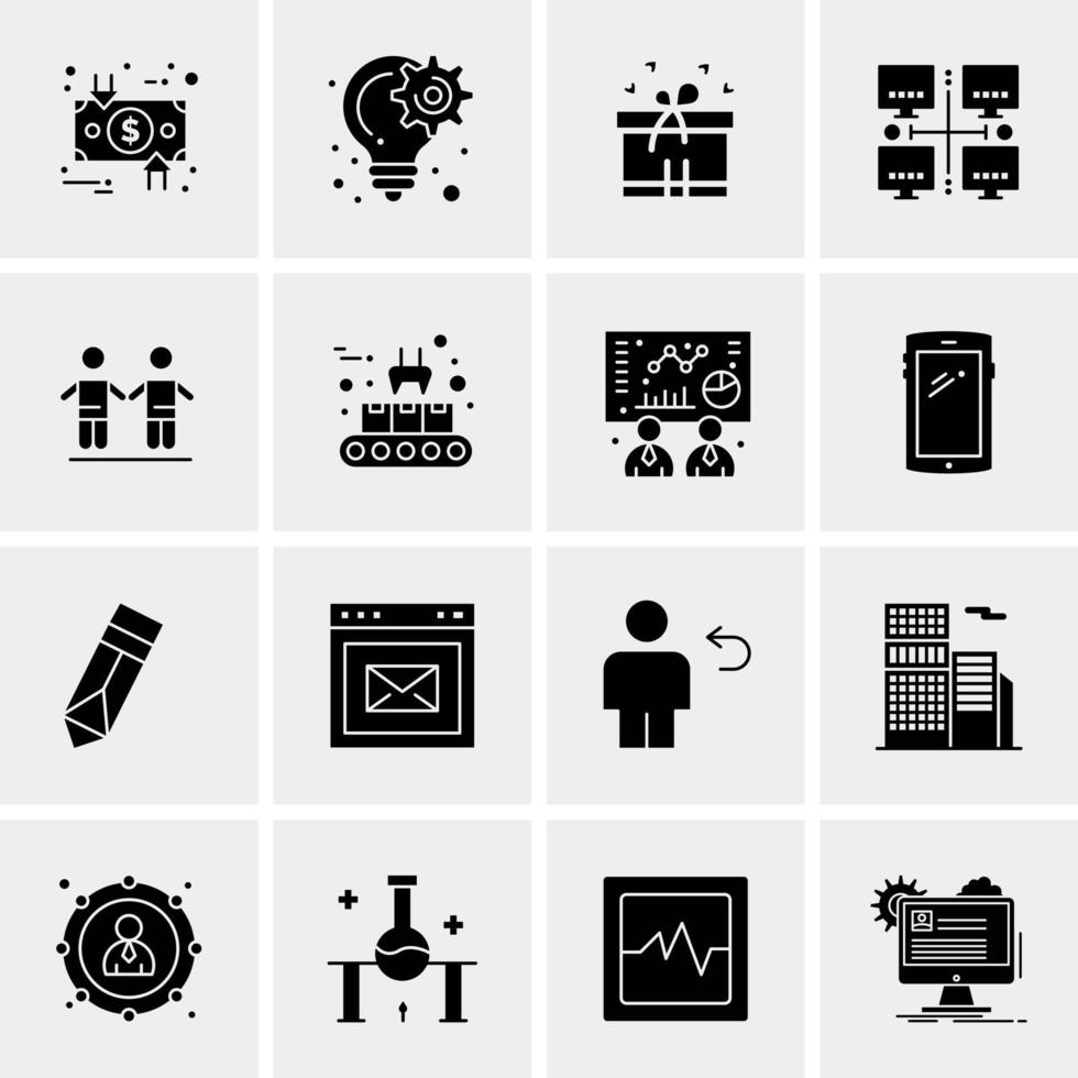 16 iconos de negocios universales vector ilustración de icono creativo para usar en proyectos relacionados con la web y dispositivos móviles