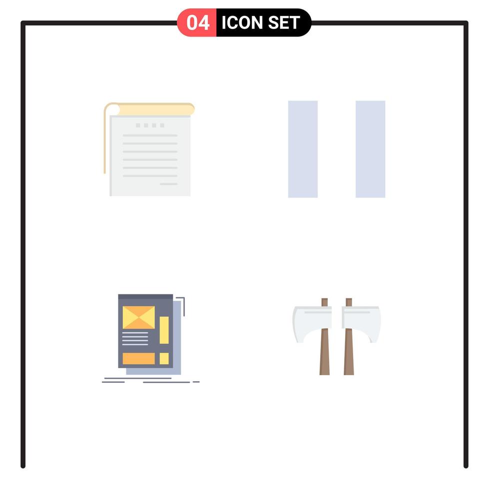 4 Thematic Vector Flat Icons and Editable Symbols of student development student notes framing chop Editable Vector Design Elements