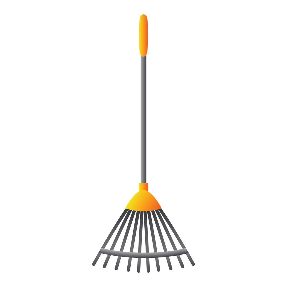 Leaf rake icon, cartoon style vector