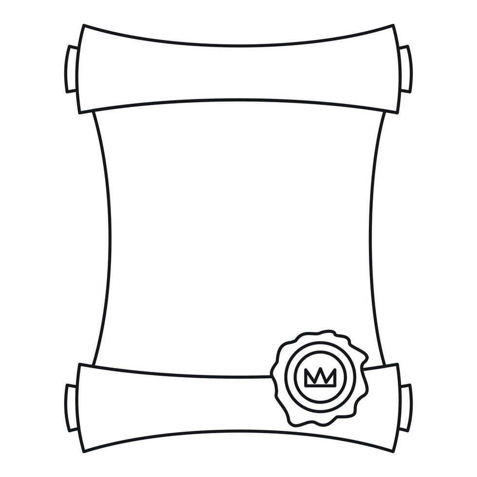 Paper scroll with wax seal icon, outline style 14643209 Vector Art at