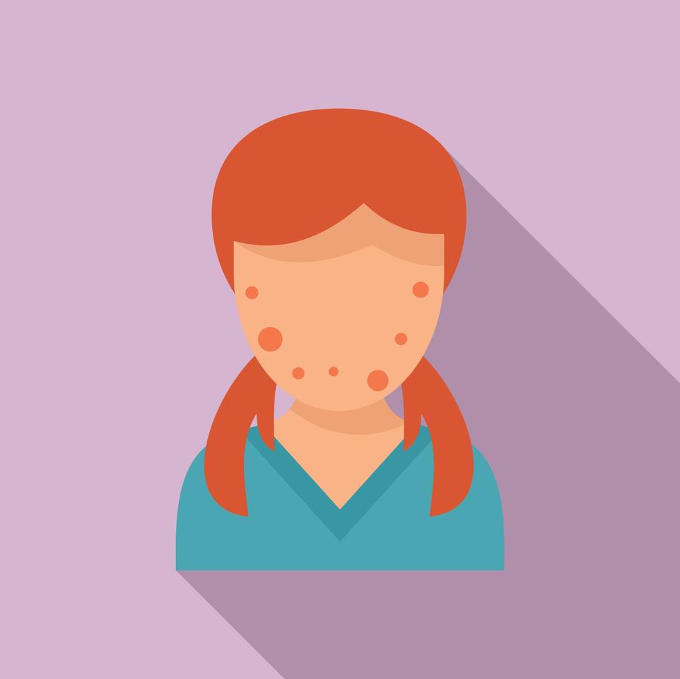 Girl face skin teen problems icon, flat style vector