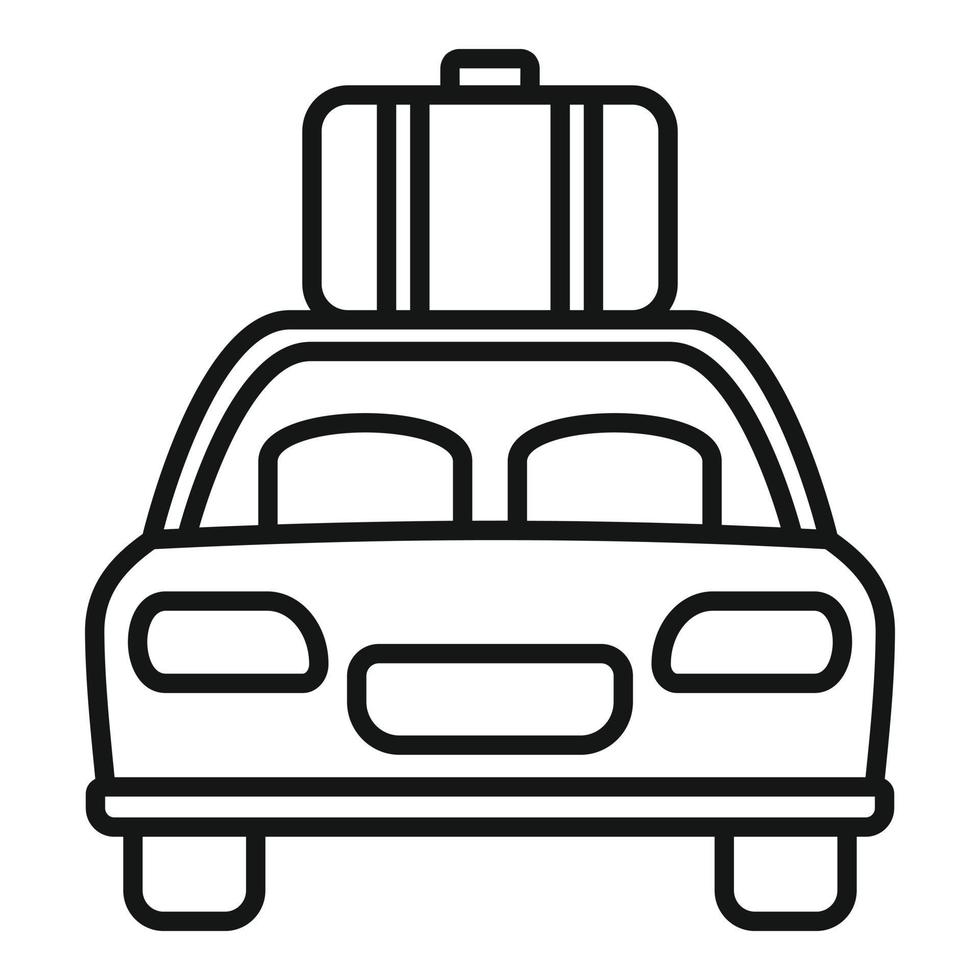 icono de coche familiar haciendo autostop, estilo de contorno vector