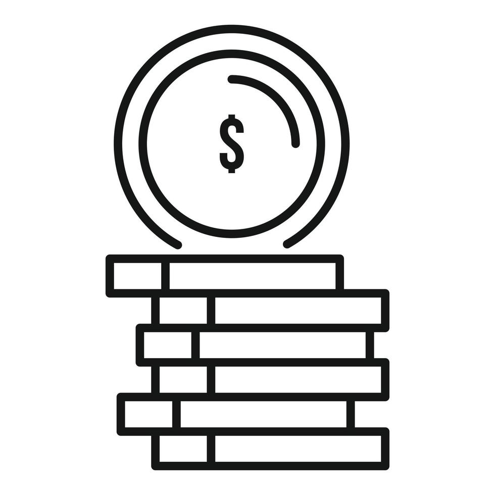 Compensation coin stack icon, outline style vector