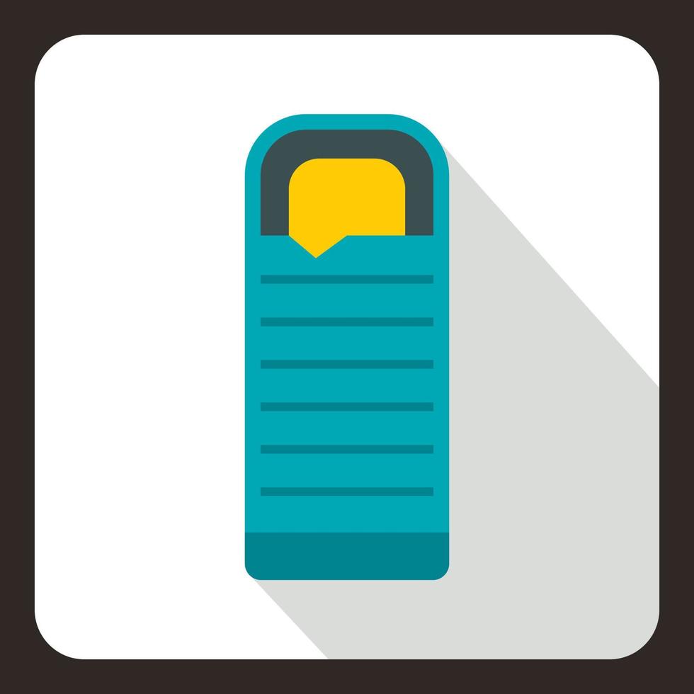 Blue sleeping bag icon, flat style vector