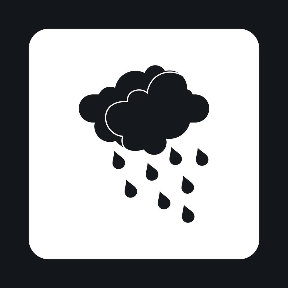 Cloud with rain icon, simple style vector