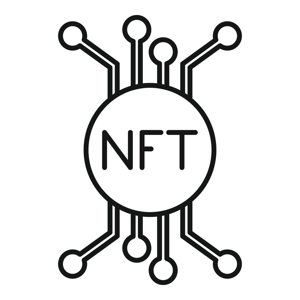 Nft icon outline vector. Token blockchain vector