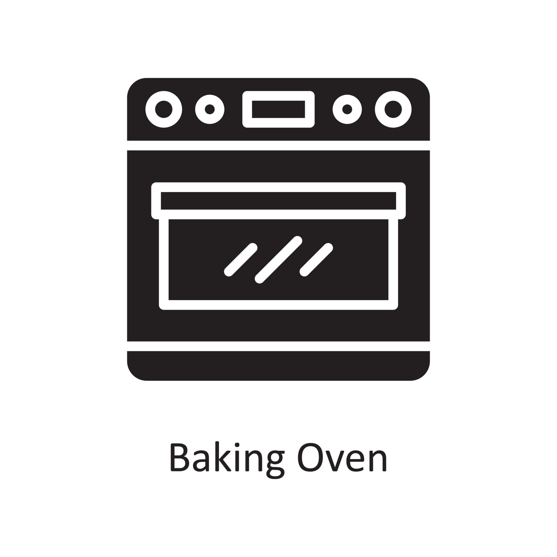 Baking Oven Vector Solid Icon Design illustration. Housekeeping Symbol