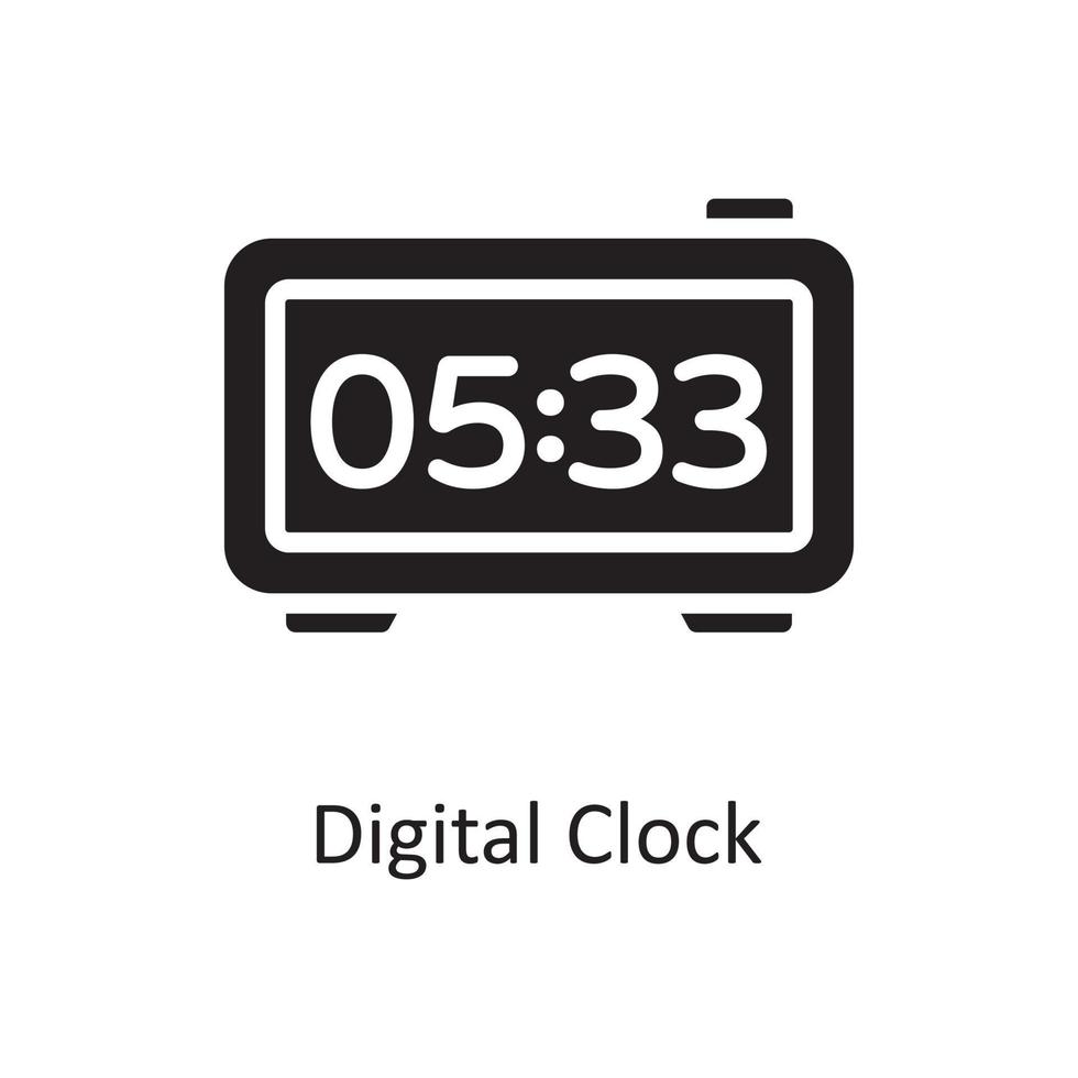 Digital Clock Vector Solid Icon Design illustration. Housekeeping Symbol on White background EPS 10 File