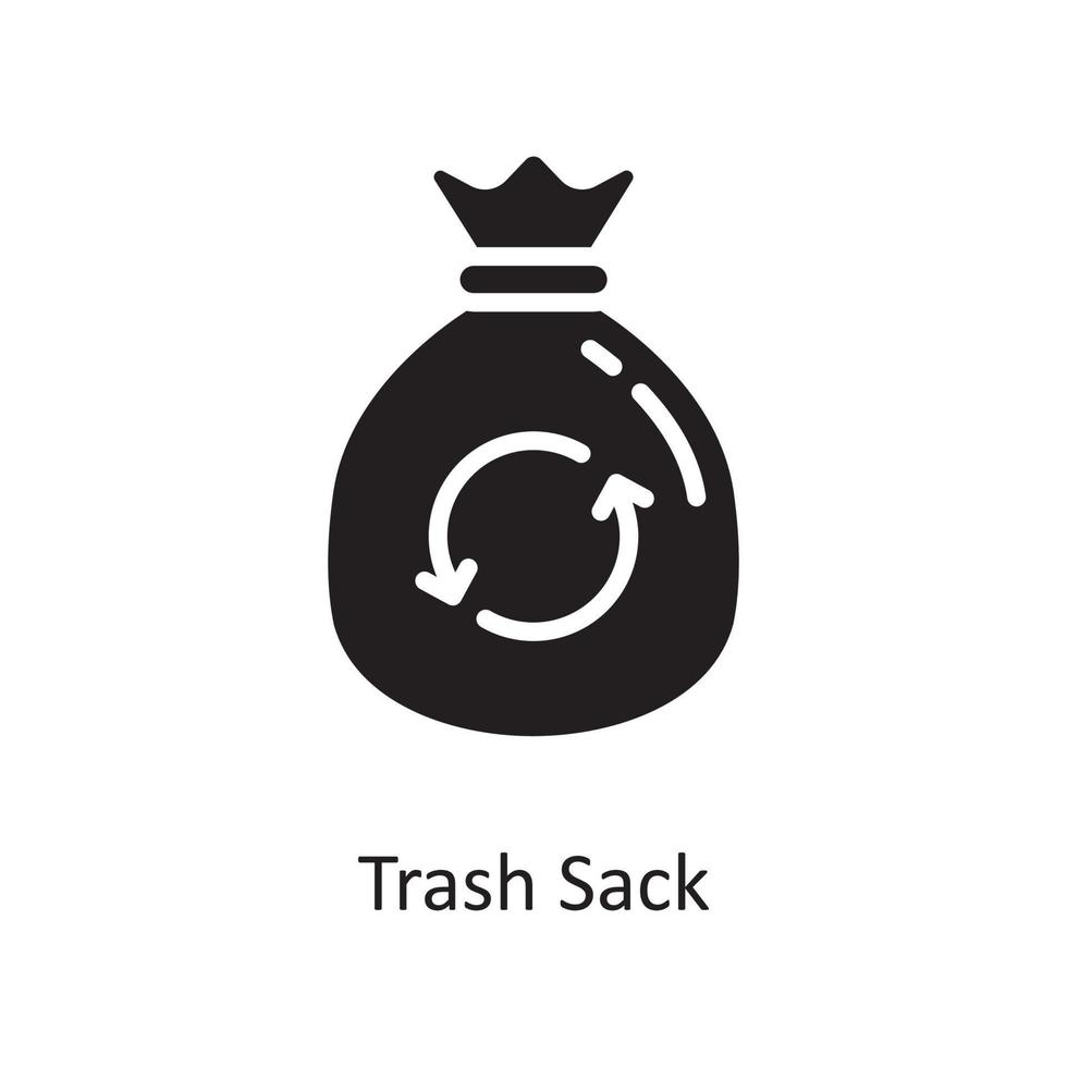 Trash Sack Vector Solid Icon Design illustration. Housekeeping Symbol on White background EPS 10 File