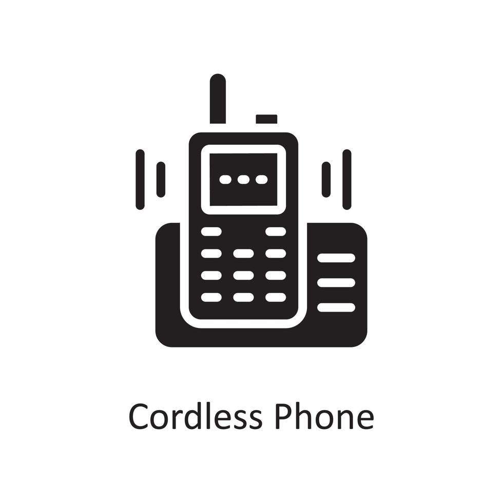 Cordless Phone Vector Solid Icon Design illustration. Housekeeping Symbol on White background EPS 10 File