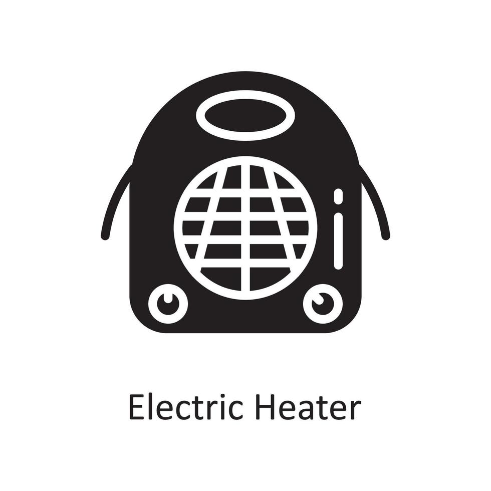 Electric Heater Vector Solid Icon Design illustration. Housekeeping Symbol on White background EPS 10 File