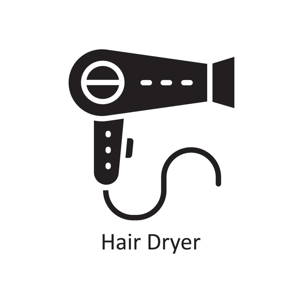 Hair Dryer Vector Solid tline Icon Design illustration. Housekeeping Symbol on White background EPS 10 File