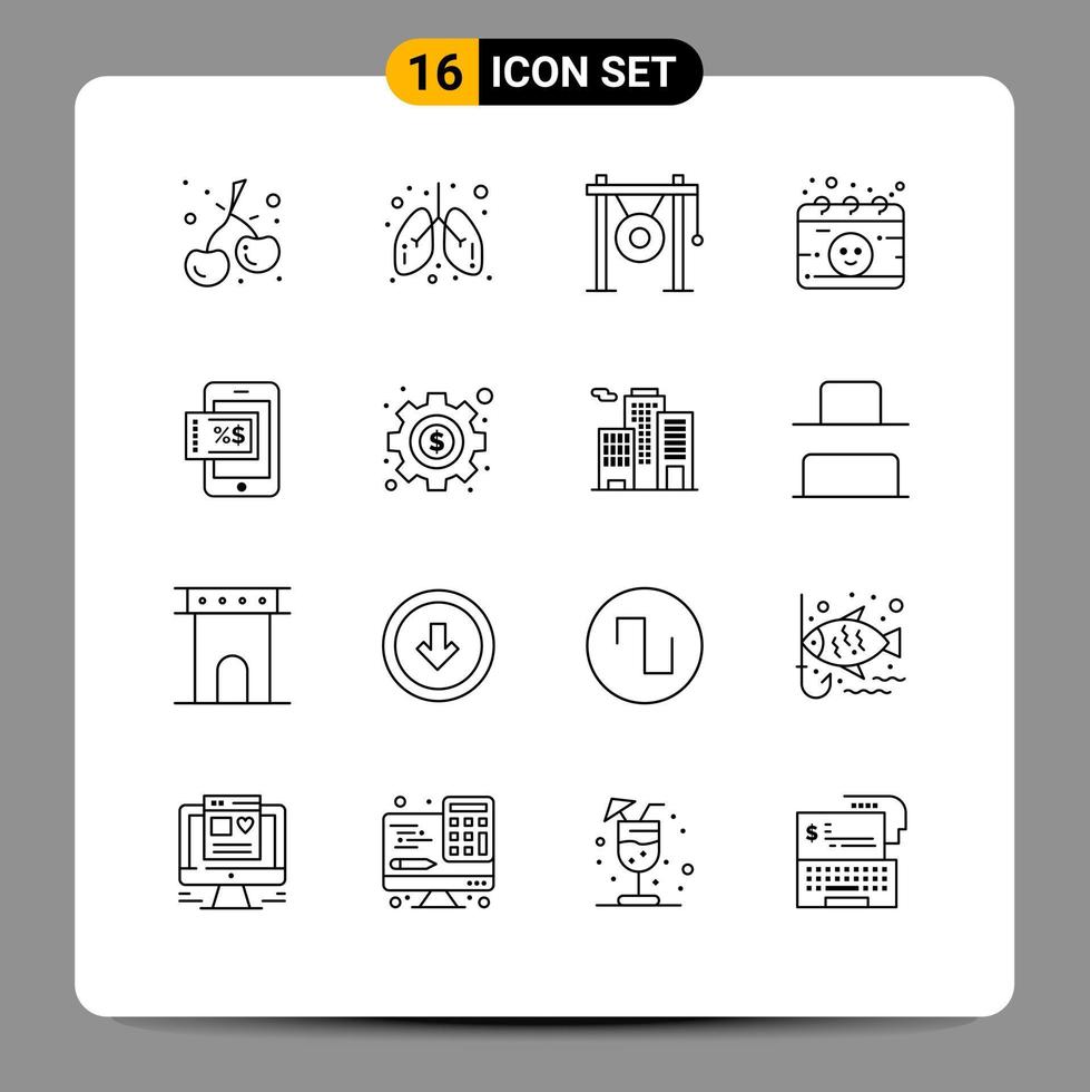 16 iconos creativos signos y símbolos modernos de compras embarazo gong calendario de maternidad elementos de diseño vectorial editables vector