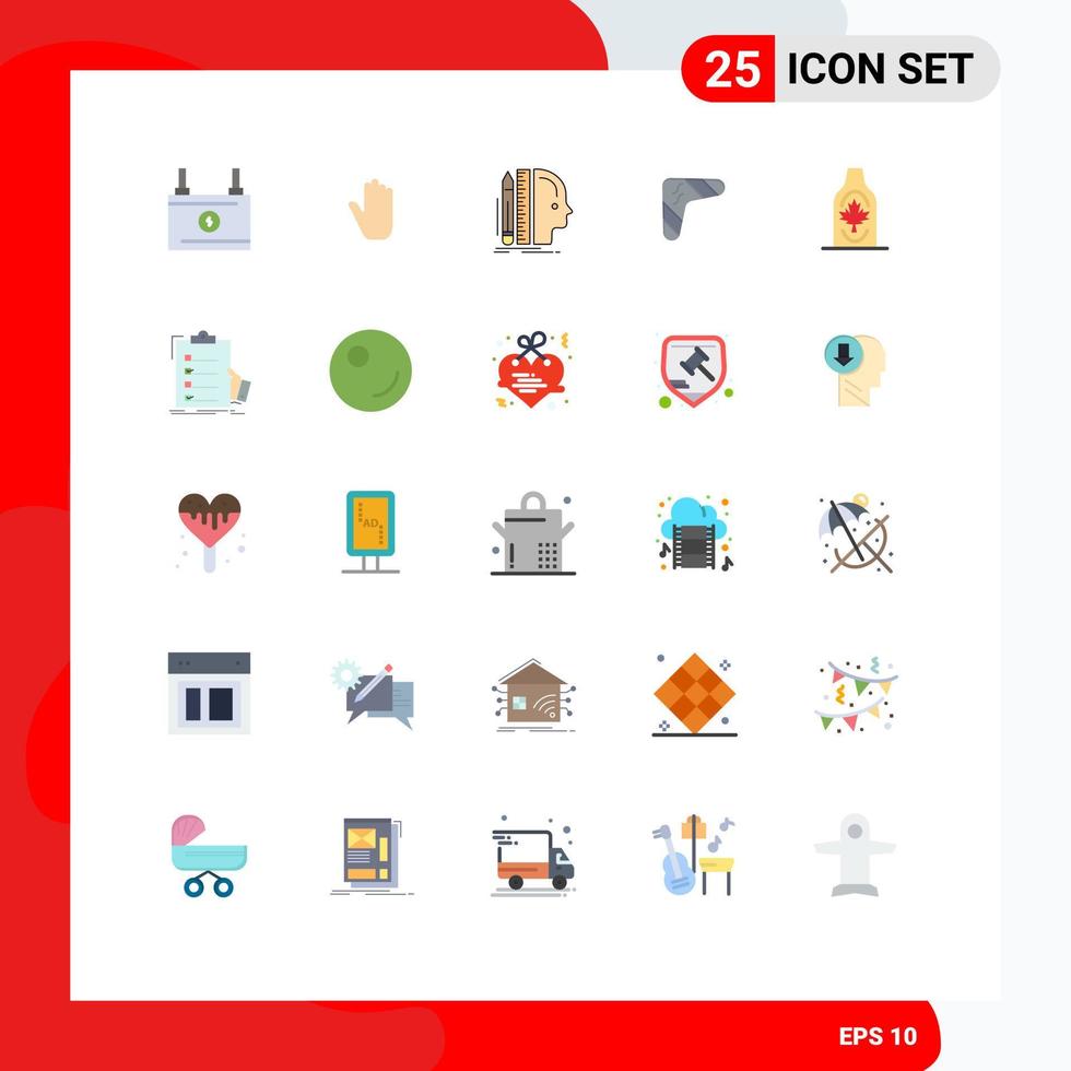 conjunto de 25 paquetes de colores planos comerciales para viajes boomerang diseño pensamiento australiano elementos de diseño vectorial editables vector