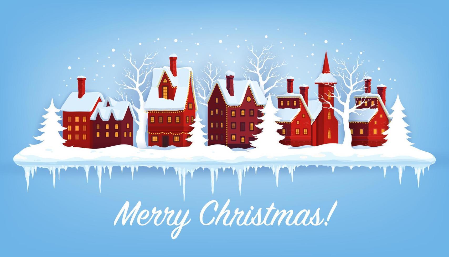 Christmas winter snowy town, winter holiday vector