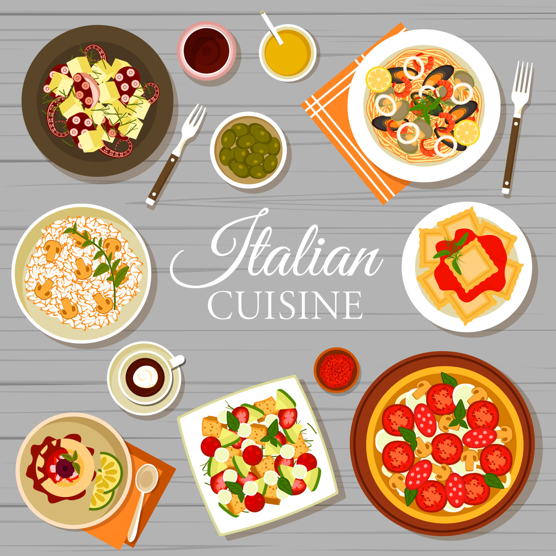 Italian cuisine food menu cover page template 14643595 Vector Art at