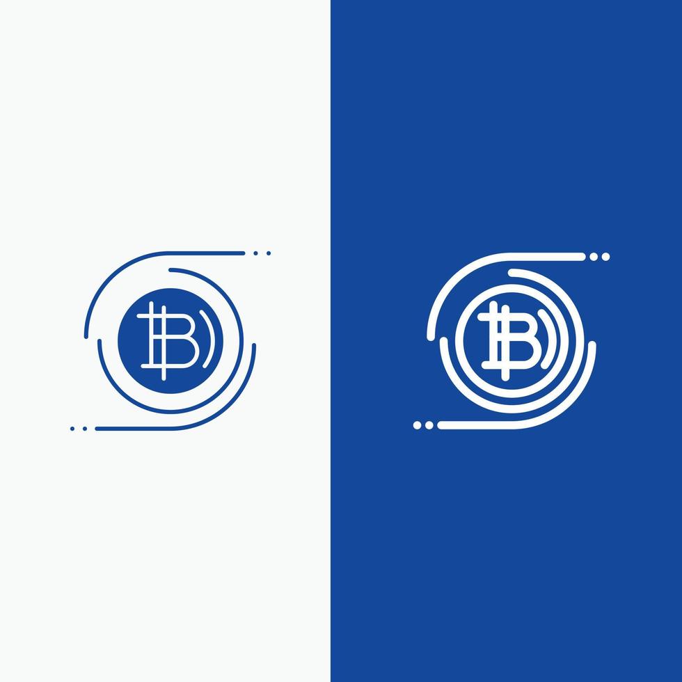 Bitcoins Bitcoin Block chain Crypto currency Decentralized Line and Glyph Solid icon Blue banner Line and Glyph Solid icon Blue banner vector