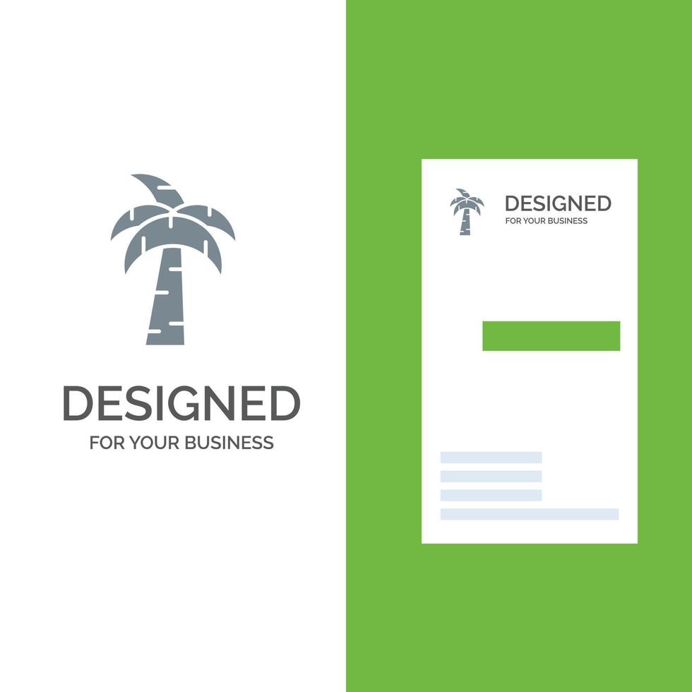 Palm Tree Brazil Grey Logo Design and Business Card Template vector