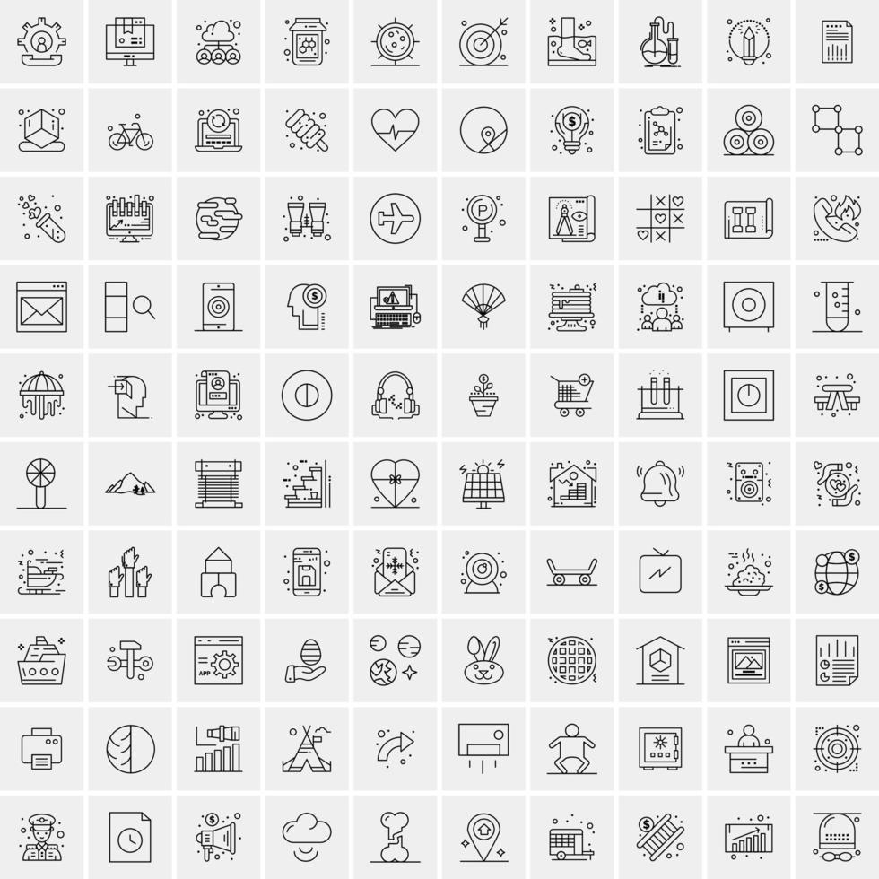 conjunto de 100 iconos de línea de negocios creativos vector