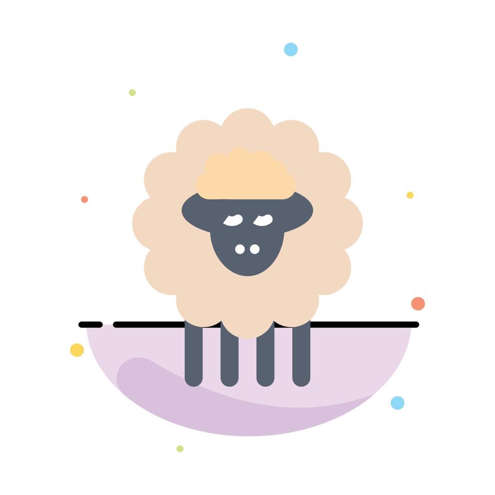 Mutton Ram Sheep Spring Abstract Flat Color Icon Template vector