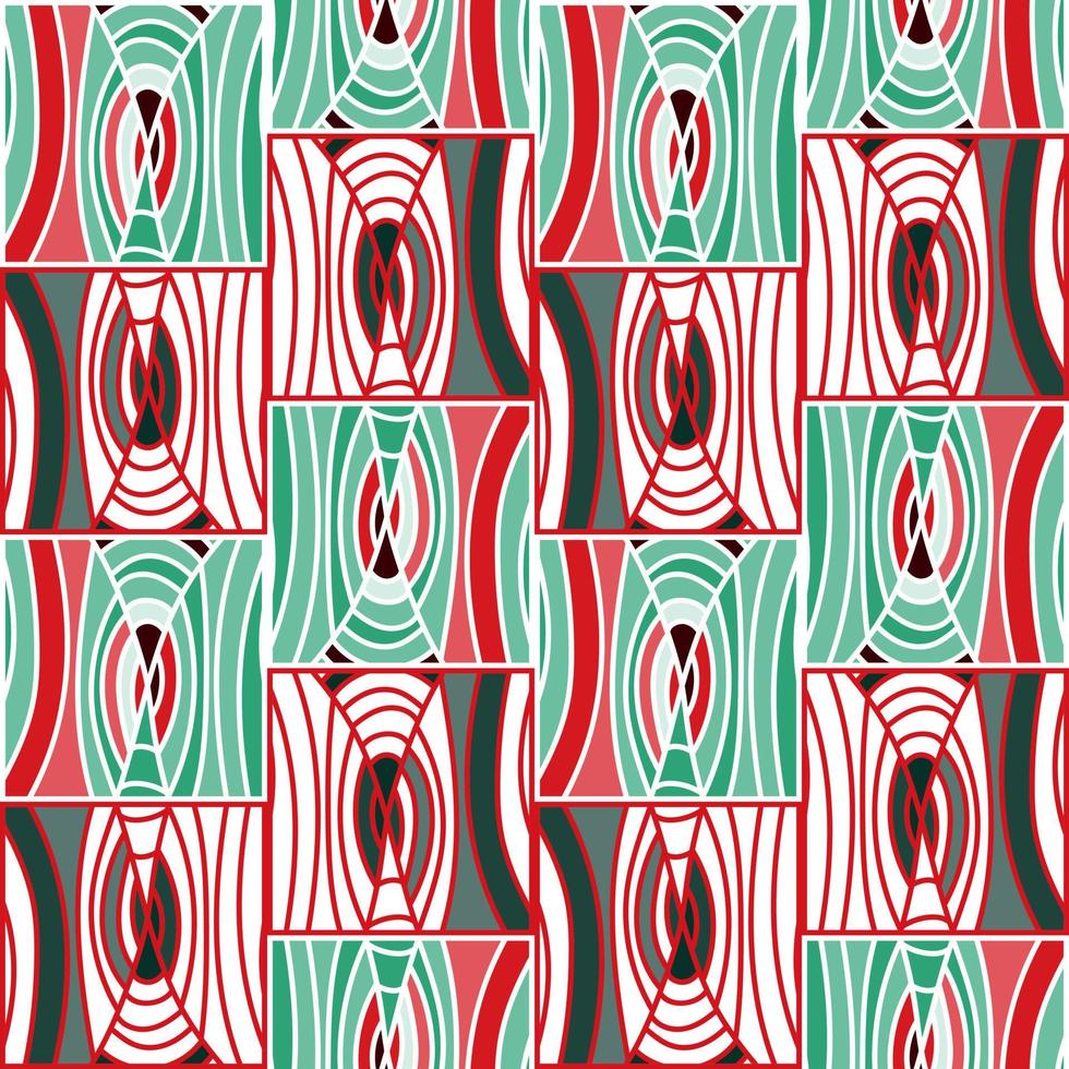 Mosaic of lines seamless pattern in dodle style. Hand drawn abstract wood texture vintage ornament. vector