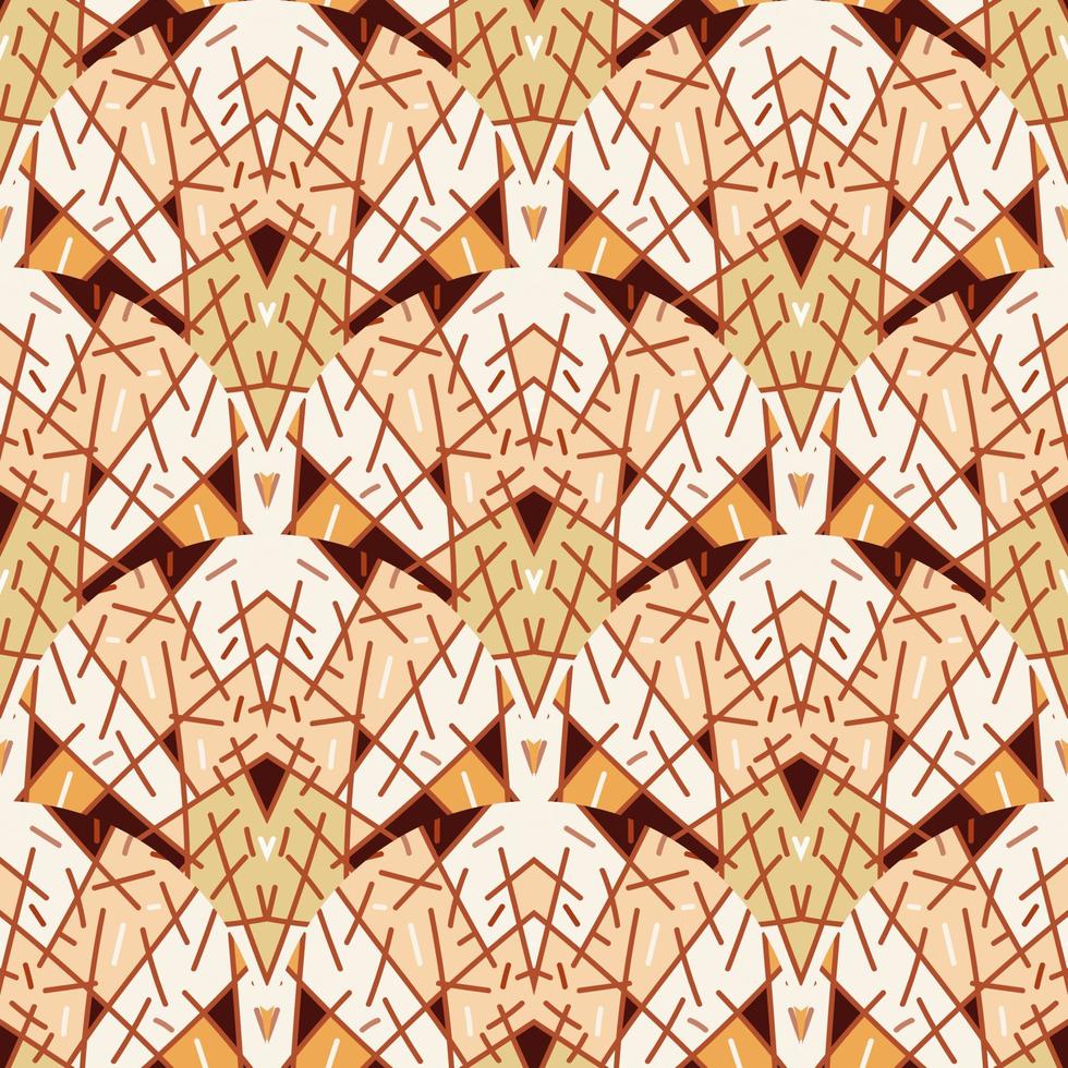 Creative tribal lines mosaic seamless pattern. Hand drawn geometric ethnic tile. Vintage line ornament. vector