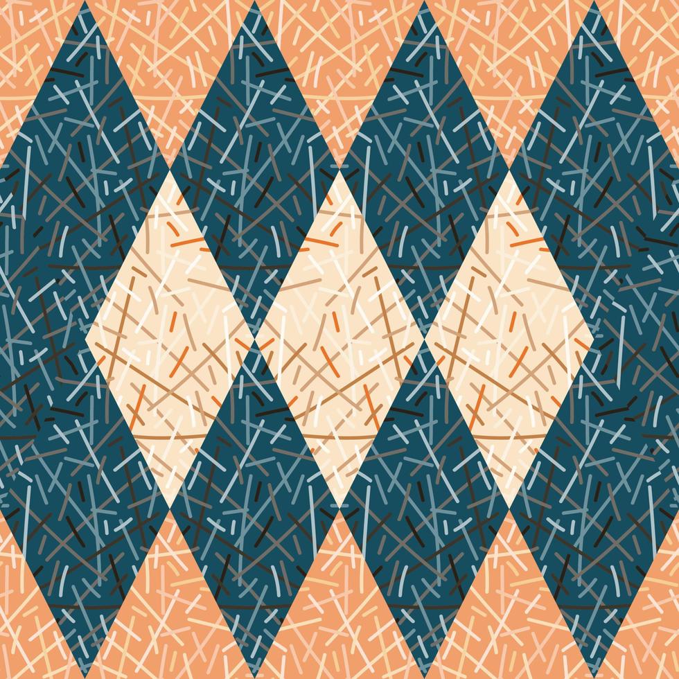 patrón sin costuras de mosaico de líneas aleatorias. azulejo geométrico tribal dibujado a mano. adorno de línea étnica vintage. vector