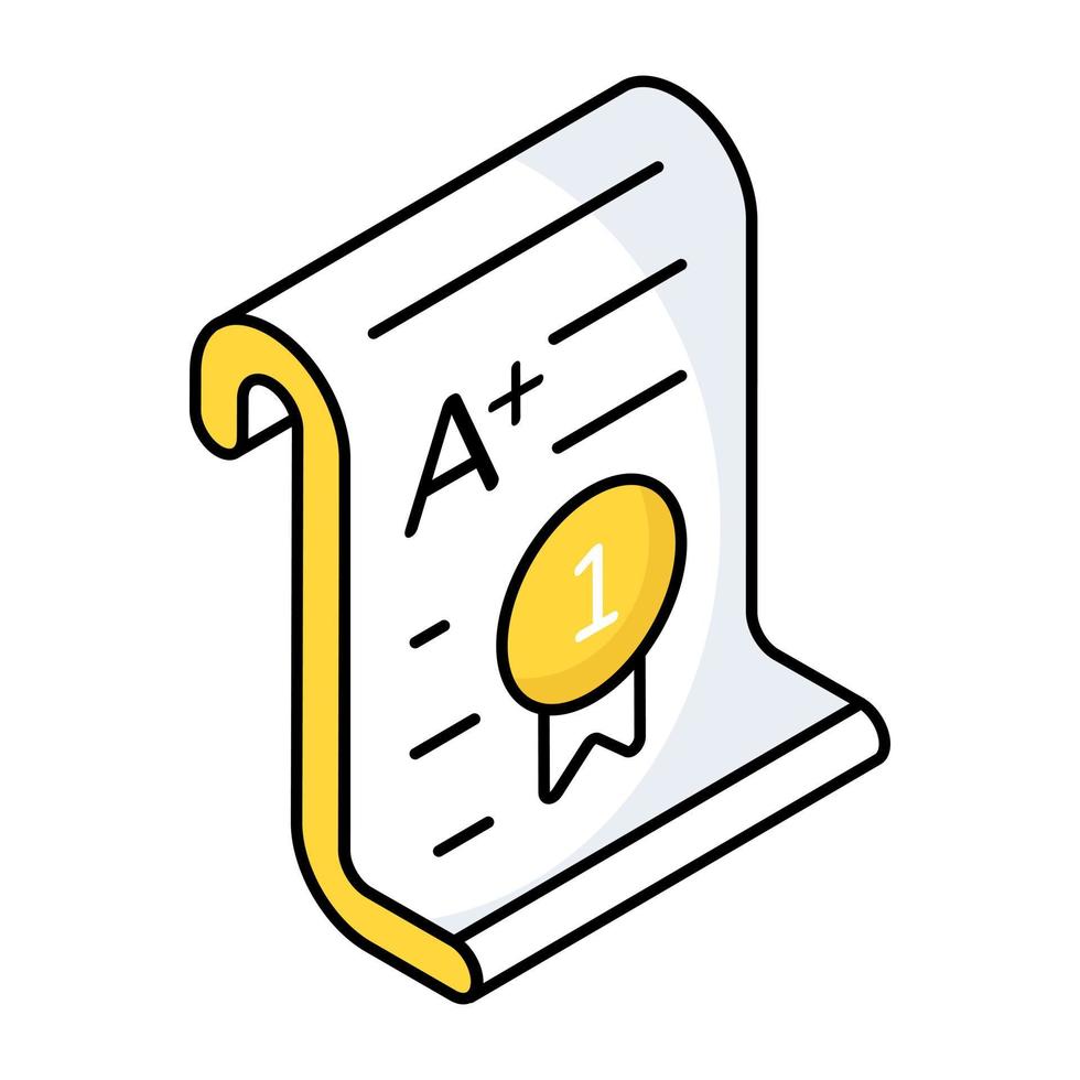 Paper with badge, flat design of certificate icon vector
