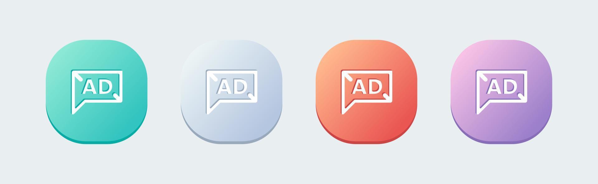Ad line icon in flat design style. Advertisement signs vector illustration.