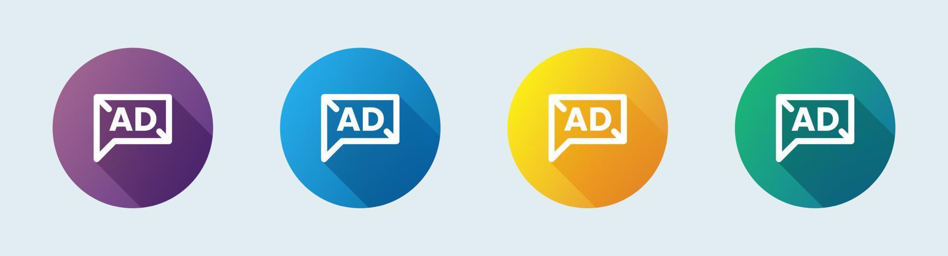 Ad line icon in flat design style. Advertisement signs vector illustration.