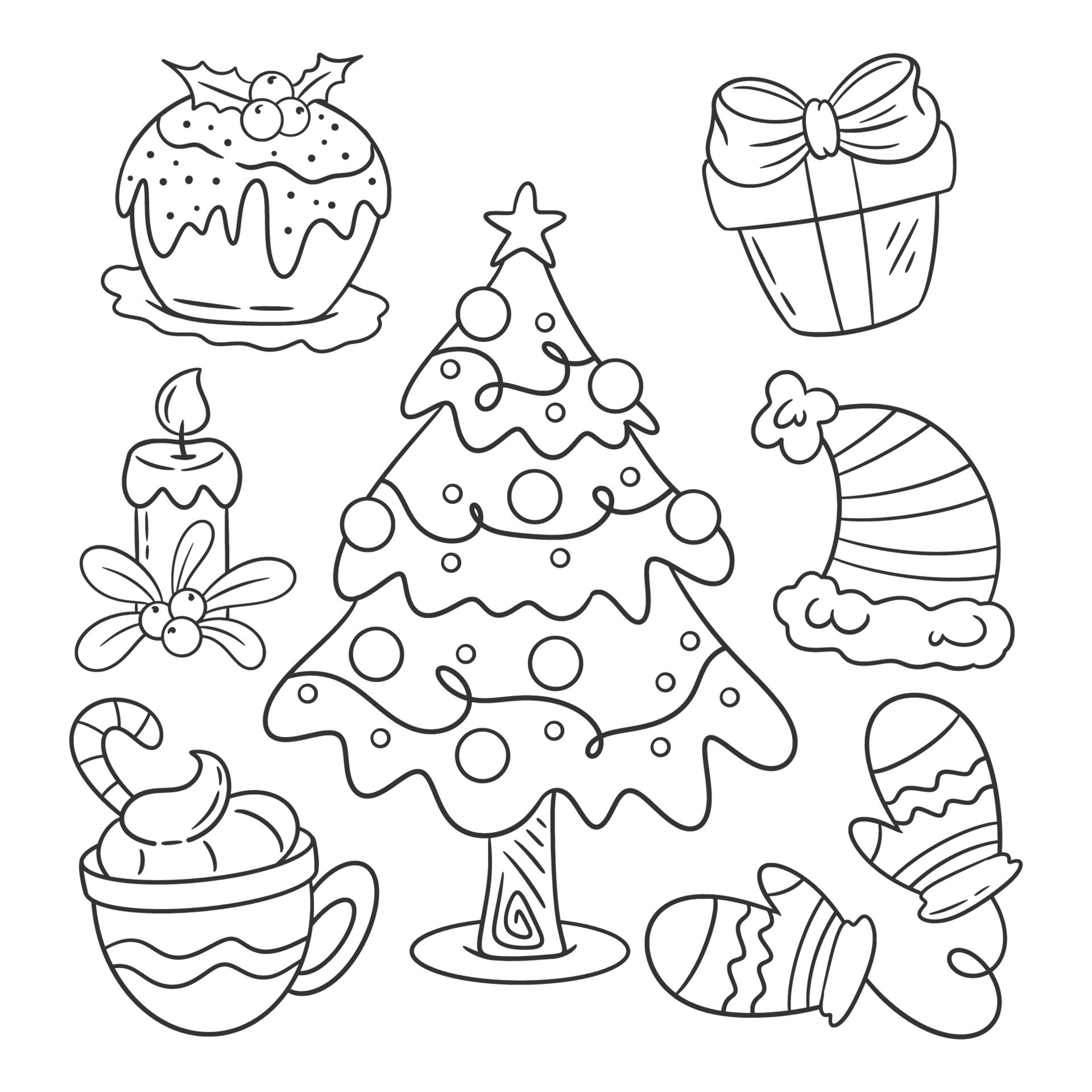 Christmas decoration element hand drawn coloring 14644130 Vector ...