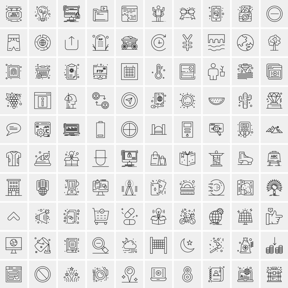 conjunto de 100 iconos de línea de negocios creativos vector