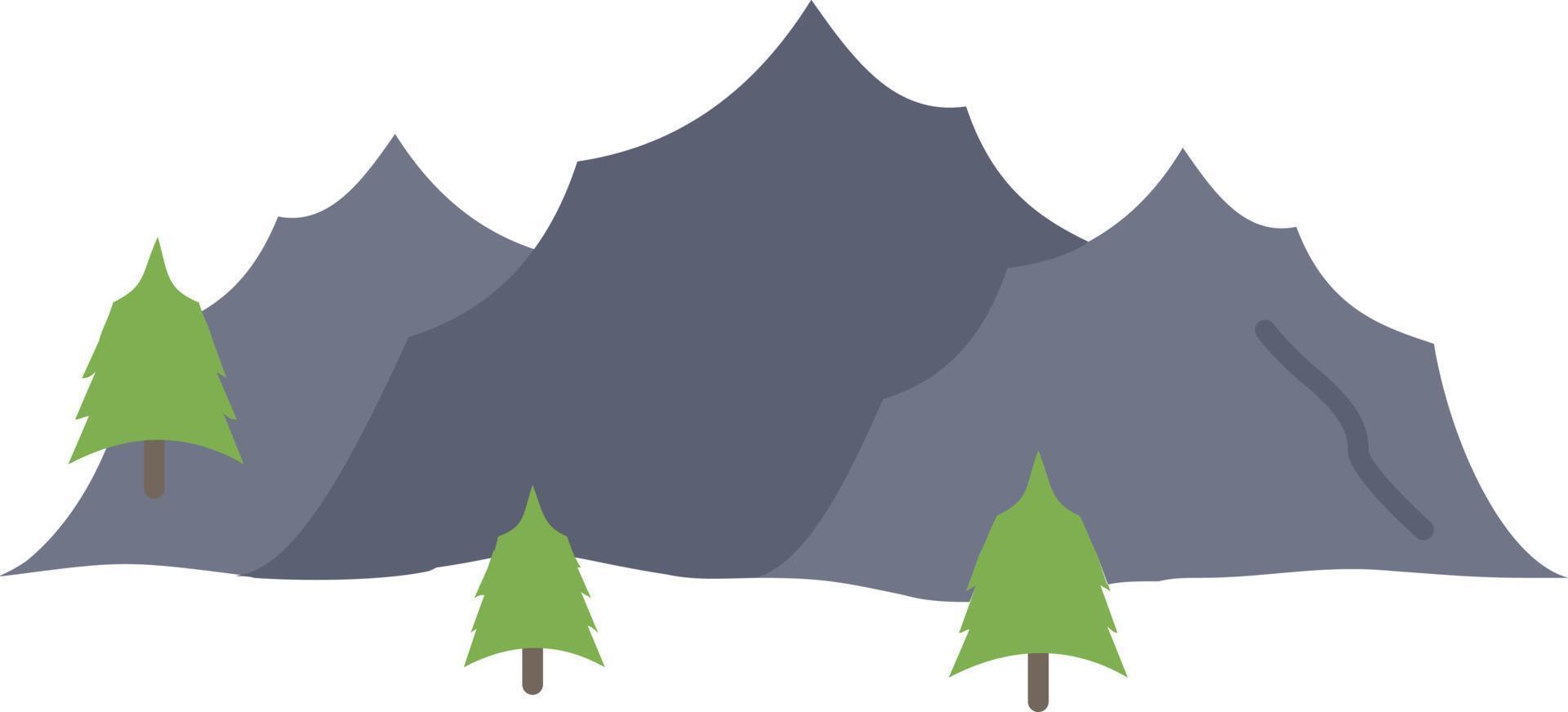 mountain landscape hill nature tree Flat Color Icon Vector