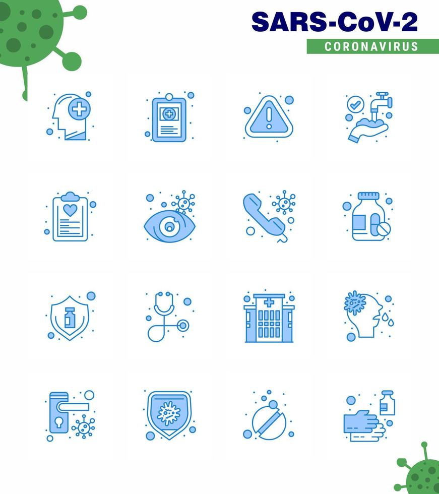 16 Blue viral Virus corona icon pack such as diet washing error medical protect viral coronavirus 2019nov disease Vector Design Elements