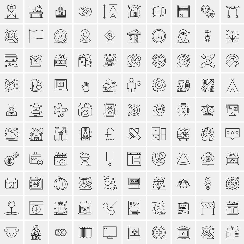 conjunto de 100 iconos de línea de negocios creativos vector