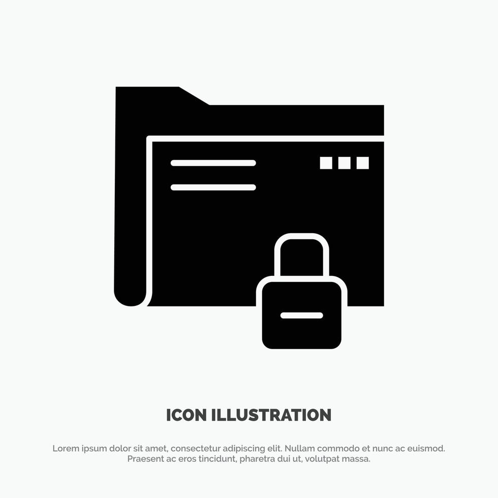 Data Folder Password Protection Secure solid Glyph Icon vector