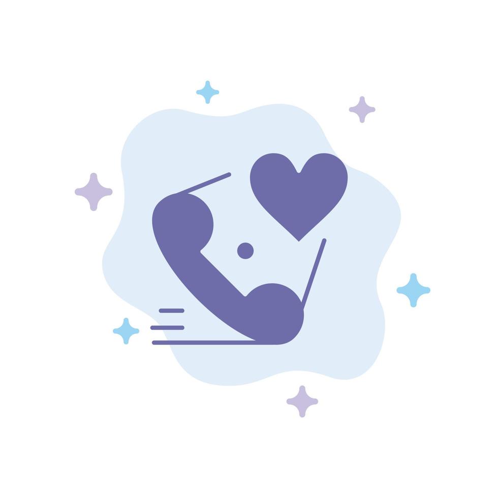 Telephone Call Heart Love Valentine Blue Icon on Abstract Cloud Background vector