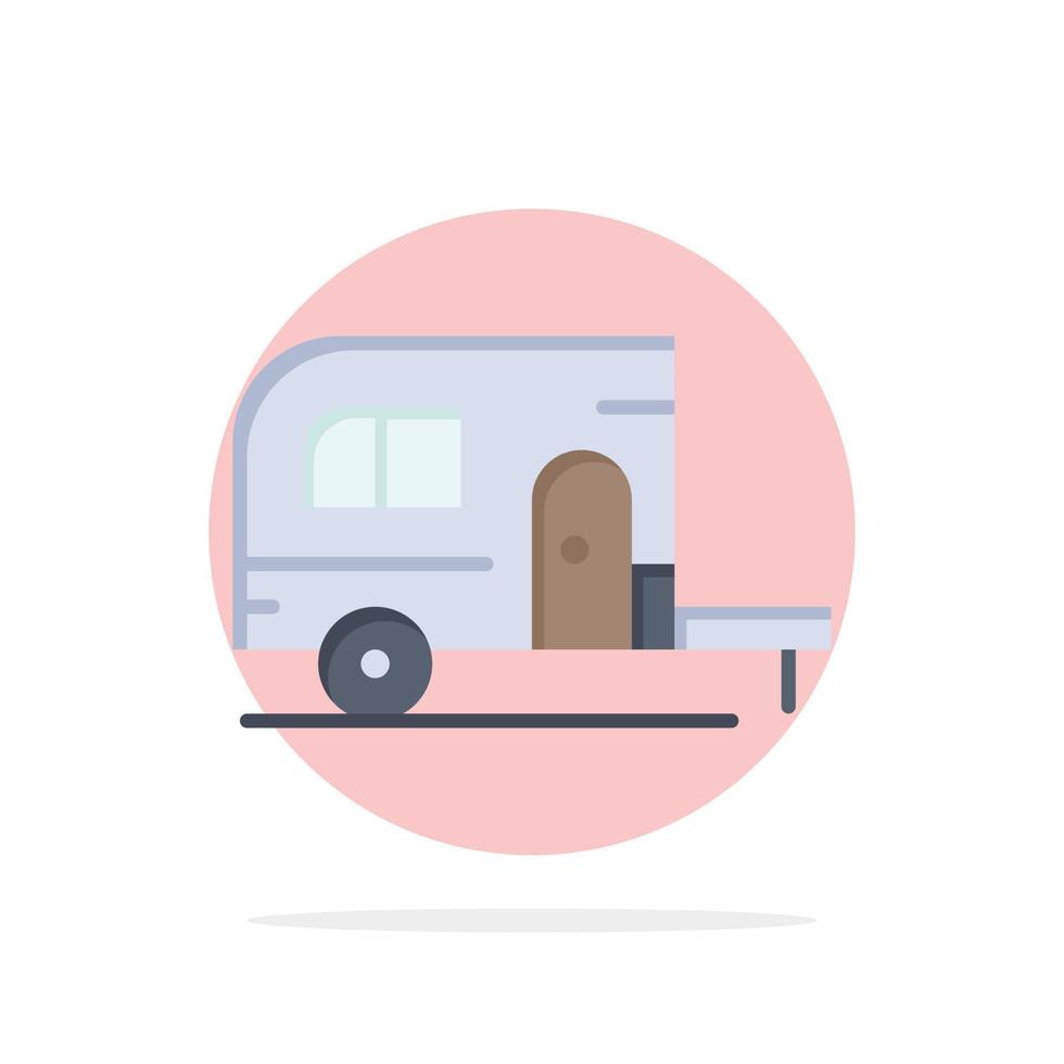 Caravan Camping Camp Travel Abstract Circle Background Flat color Icon vector