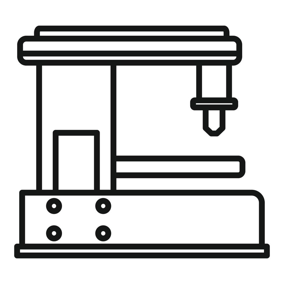 icono de la máquina de fresado cnc, estilo de esquema vector