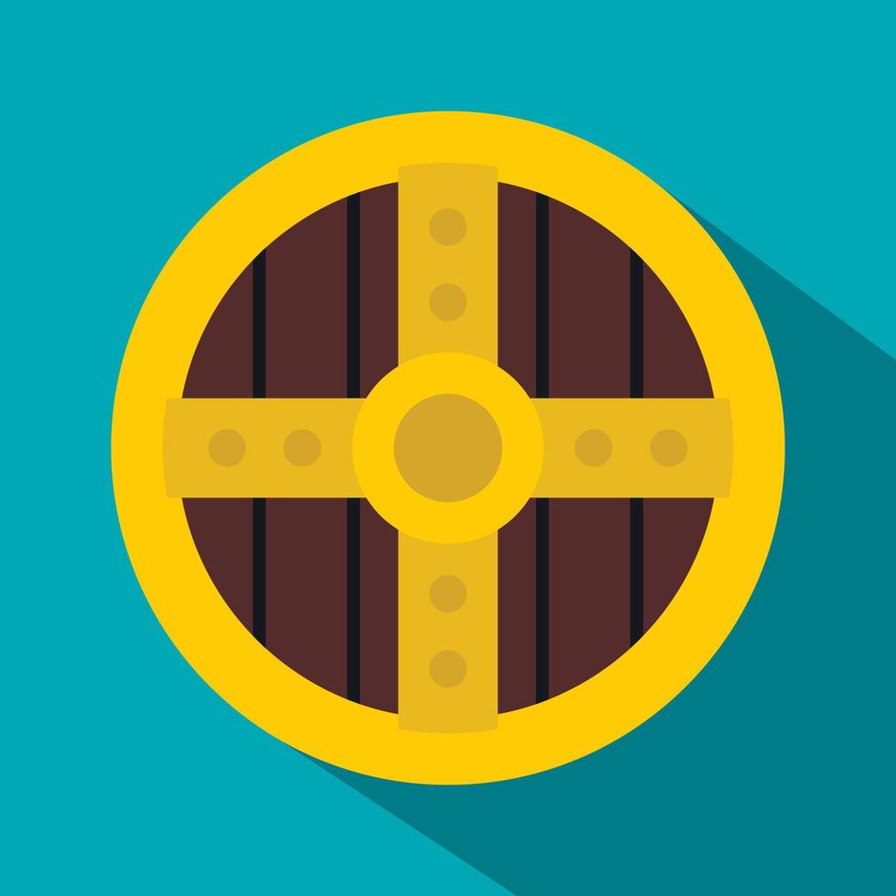 Round protective shield icon, flat style vector