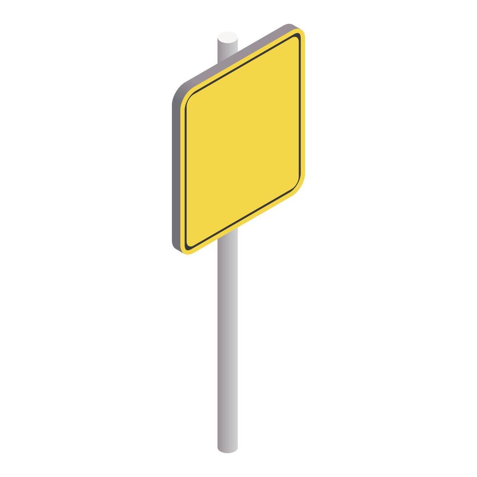 Road sign yellow square icon, isometric 3d style vector