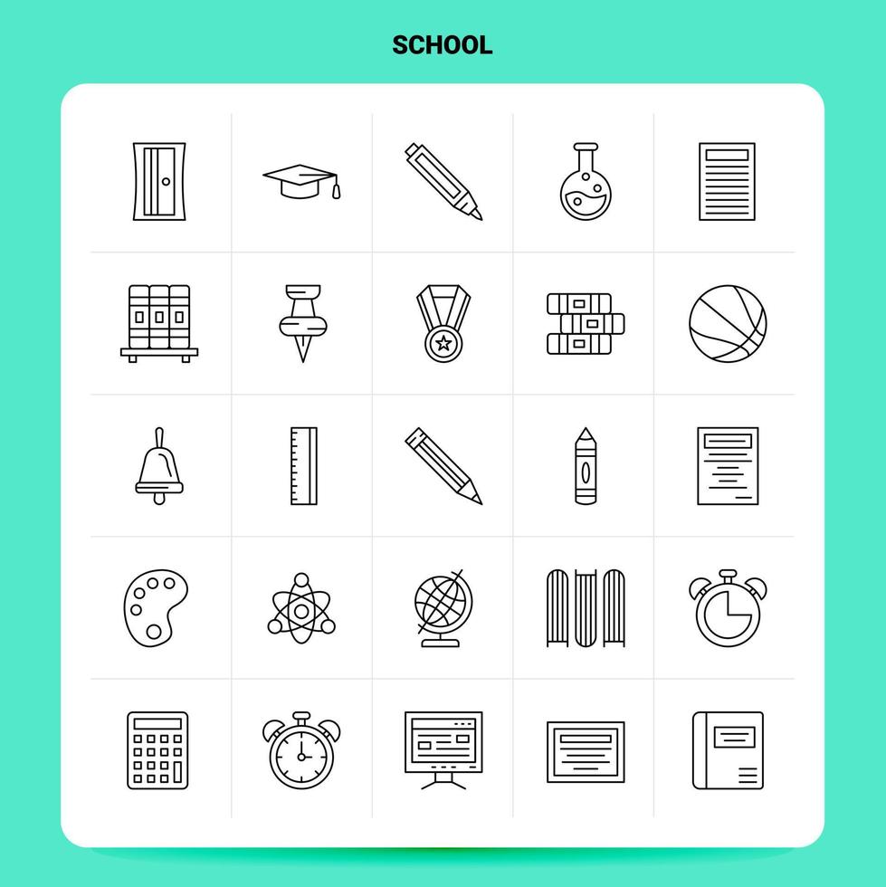 OutLine 25 School Icon set Vector Line Style Design Black Icons Set Linear pictogram pack Web and Mobile Business ideas design Vector Illustration