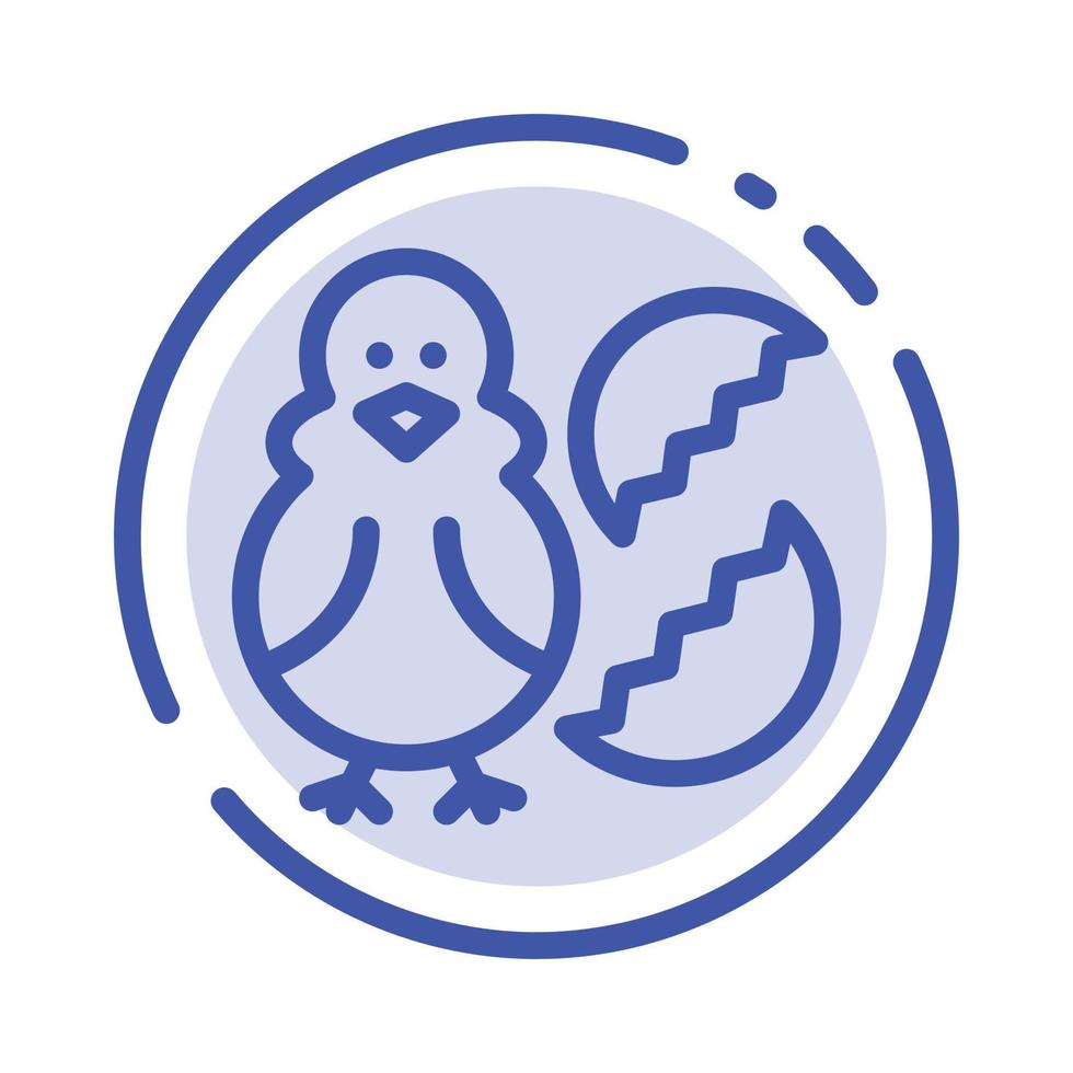 Egg Chicken Easter Baby Happy Blue Dotted Line Line Icon vector